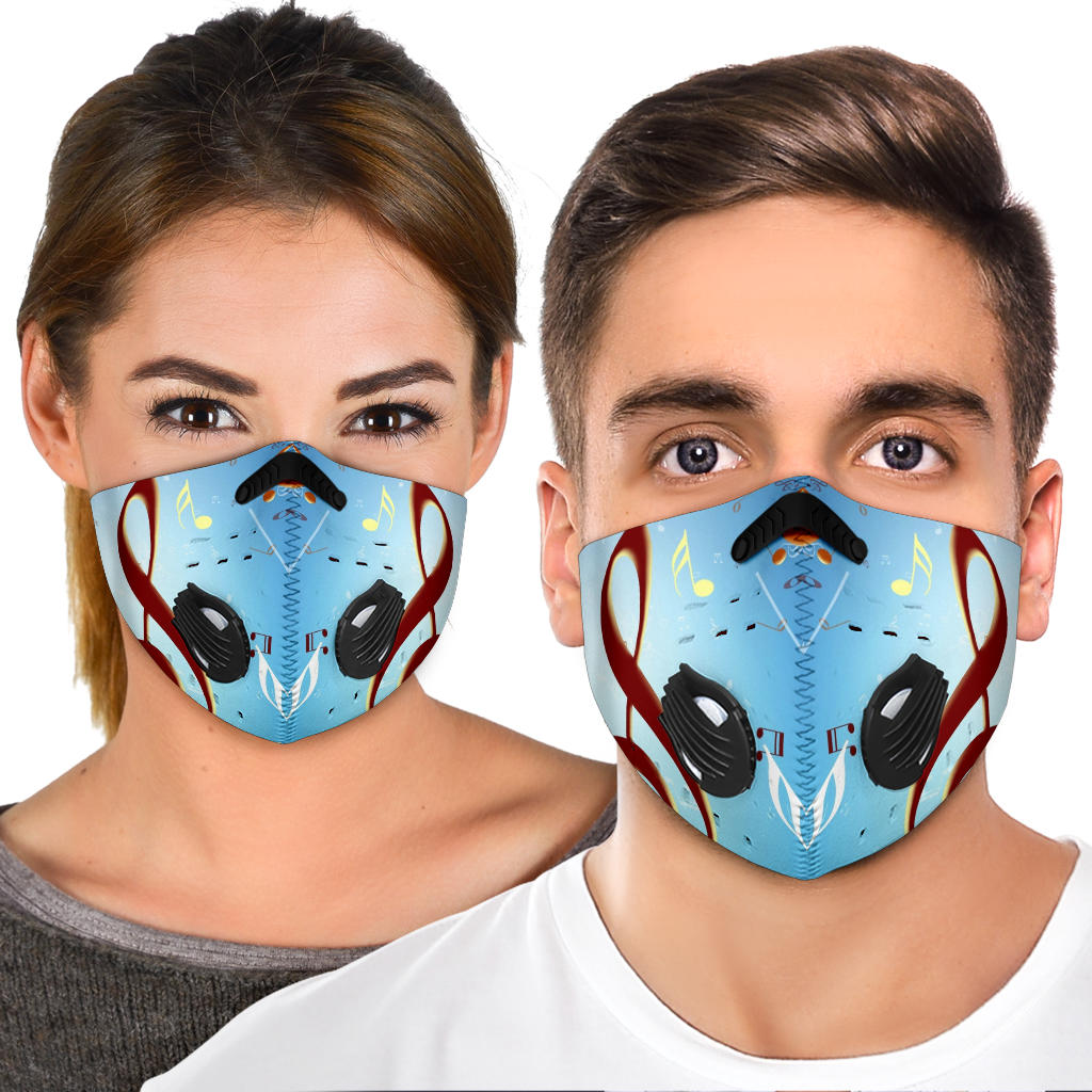 Music Notes Light Blue Premium Face Mask
