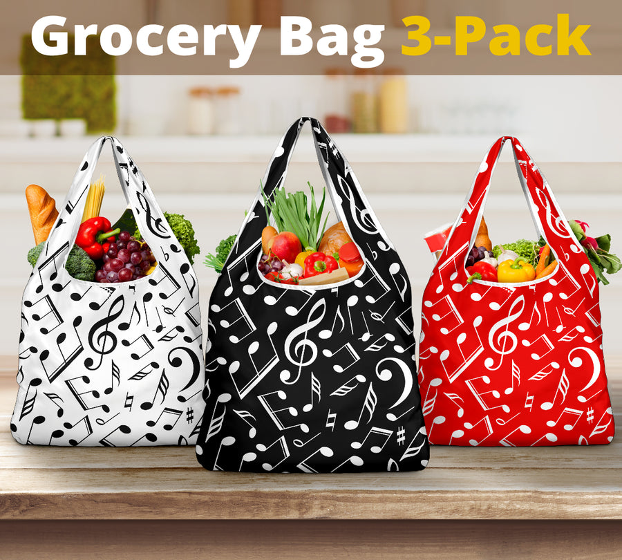 Musical Notes Grocery Bag 3-Pack - Grocery Bag 3-Pack - { shop_name }} - Review