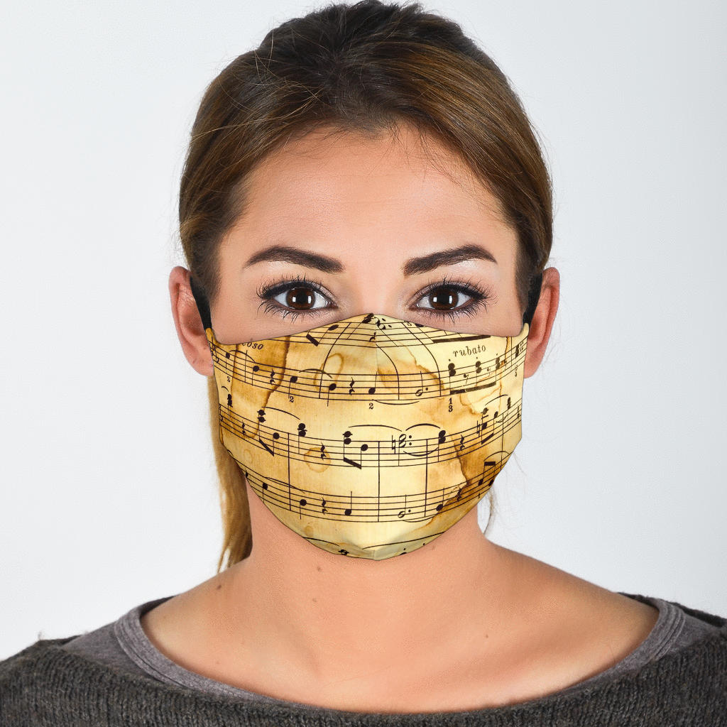 Old Music Notes Face Mask