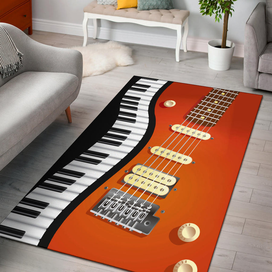 Piano With Guitar Area Rug