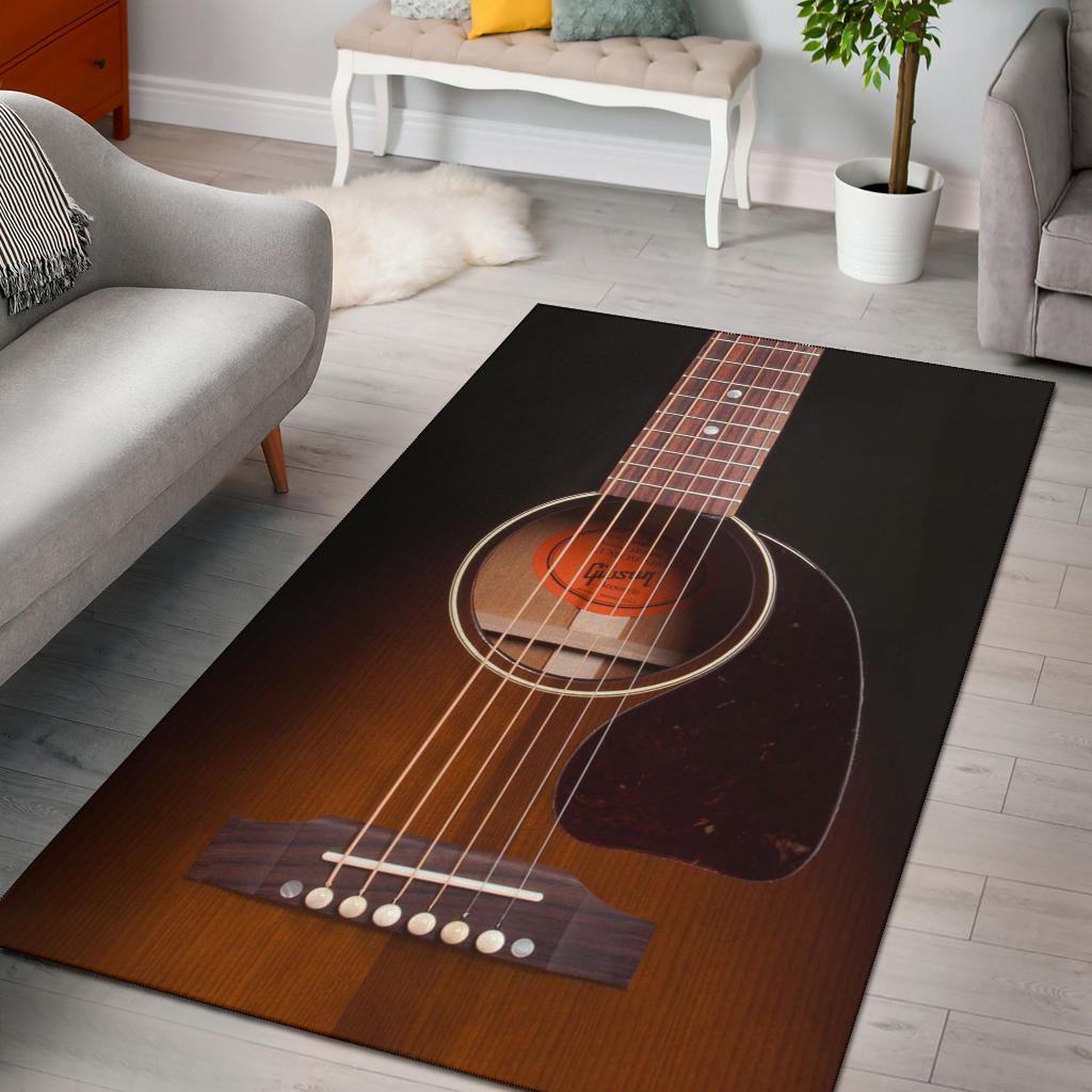 Black Guitar Area Rug