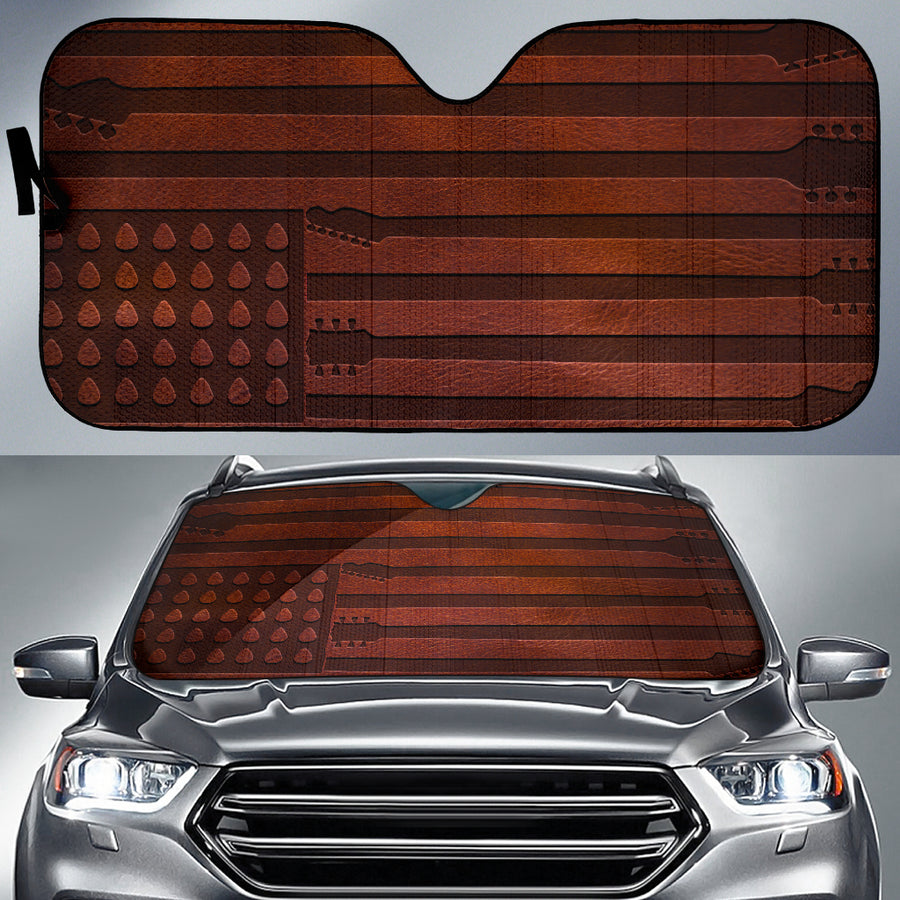 Guitar American Flag Auto Sun Shade
