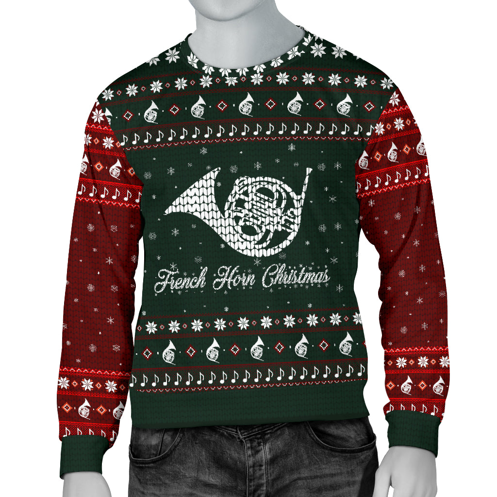 French Horn Christmas Men's Sweater