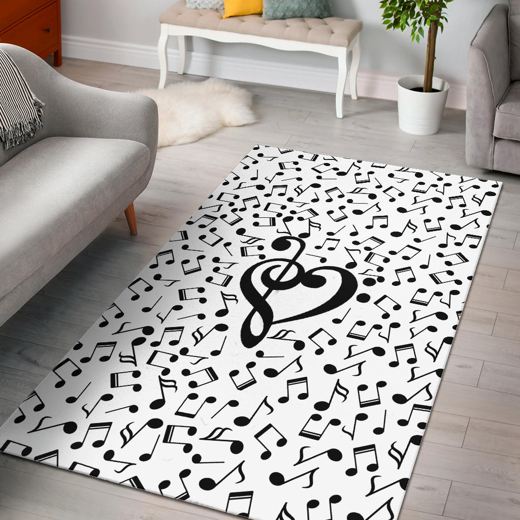 Musical Notes Heart Area Rug