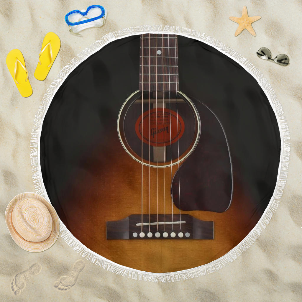 Black Guitar Beach Blanket