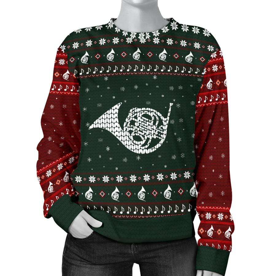 French Horn Snowflake Women's Sweater