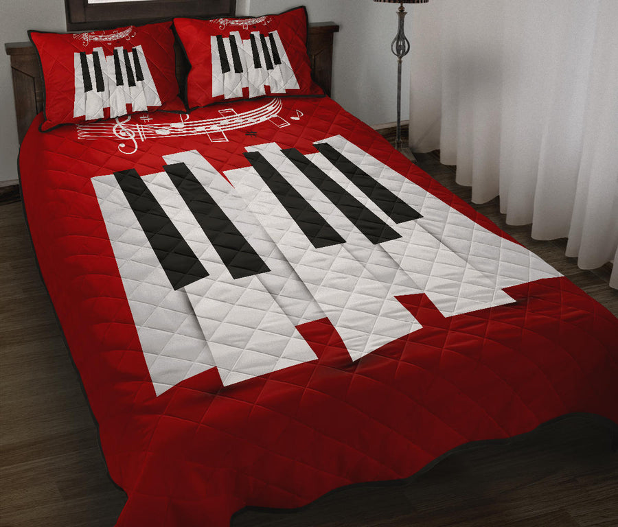 Piano Key And Musical Notes Quilt Bed Set