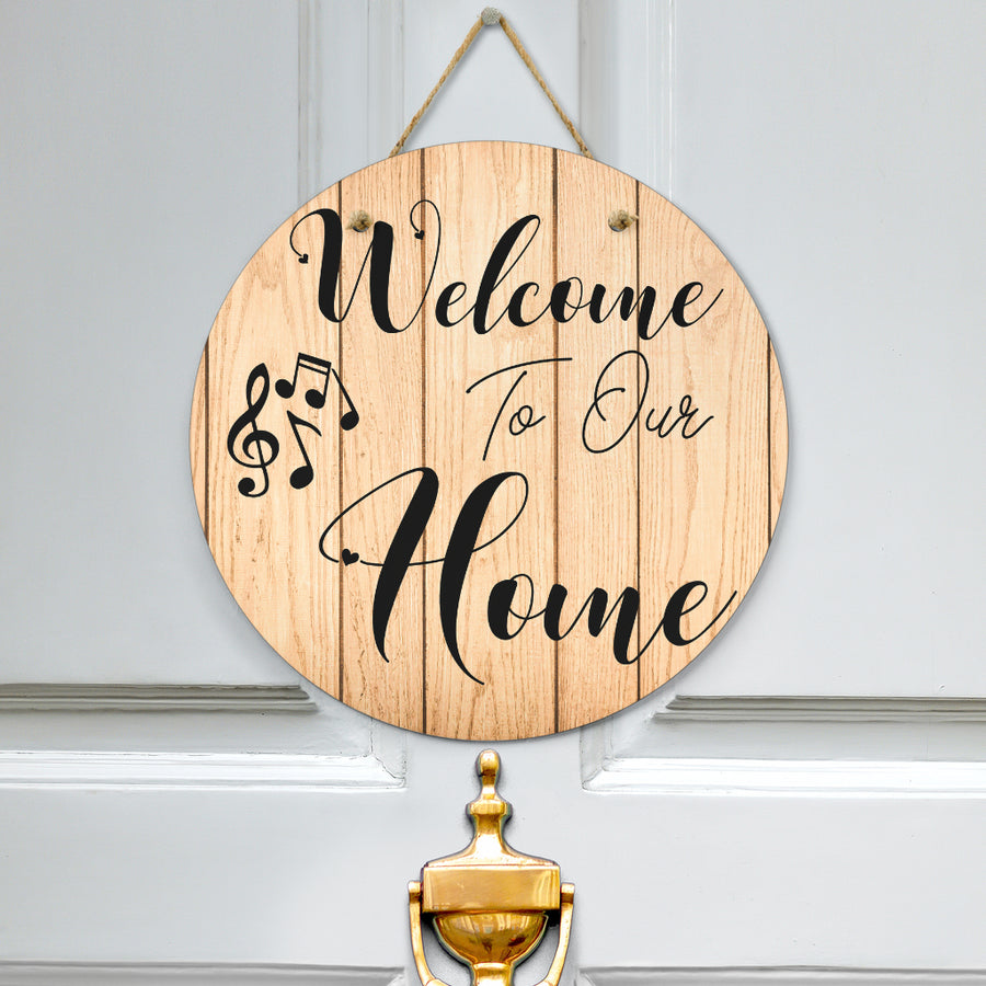 Music Notes Welcome Door Sign
