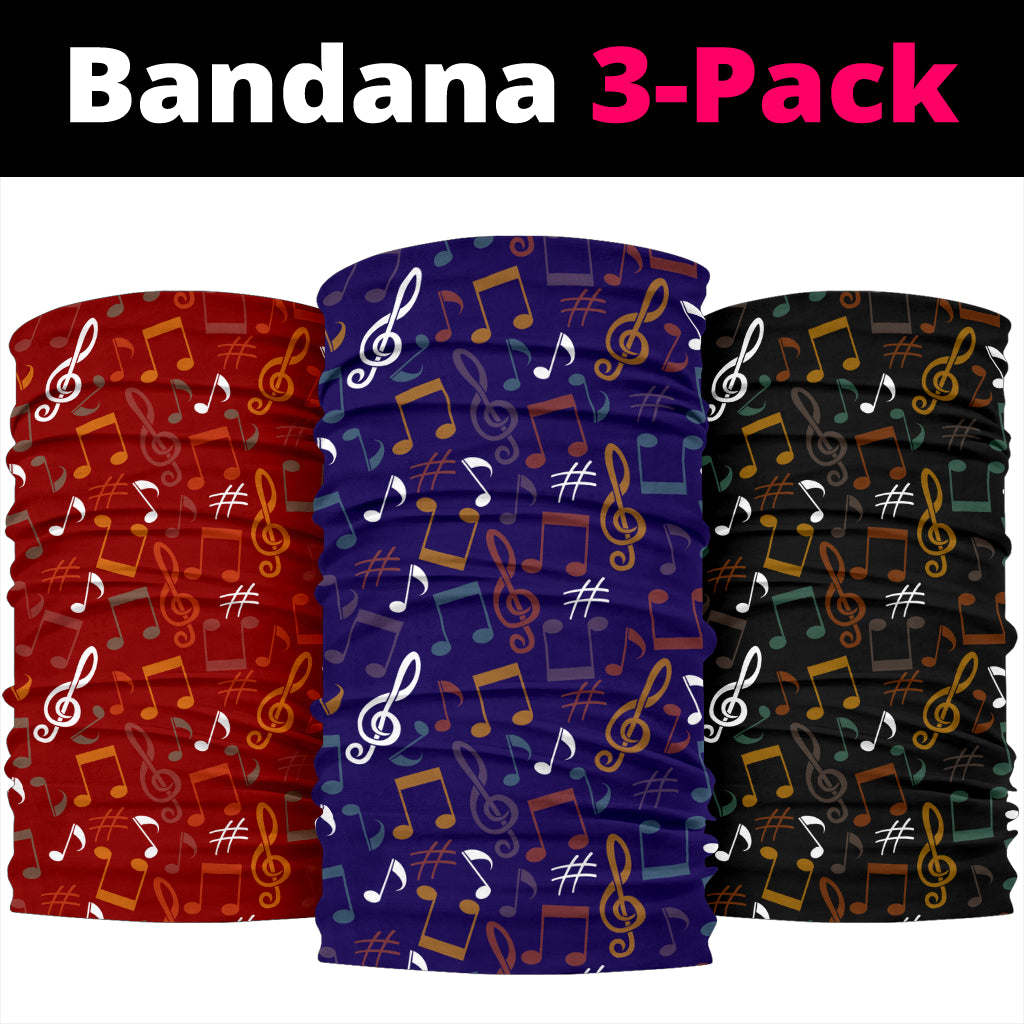 Colorful Music Notes Bandana 3-Pack