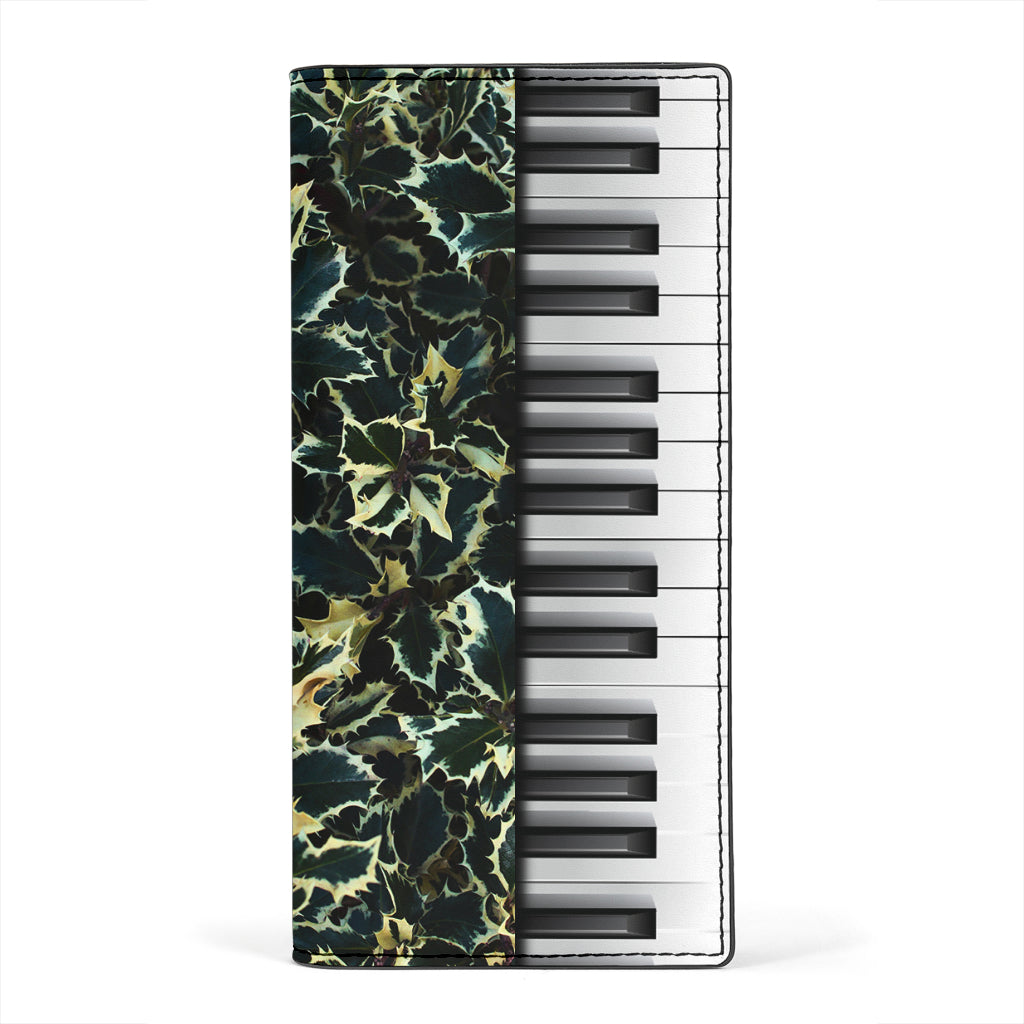 Piano Keys Floral Leather Wallet