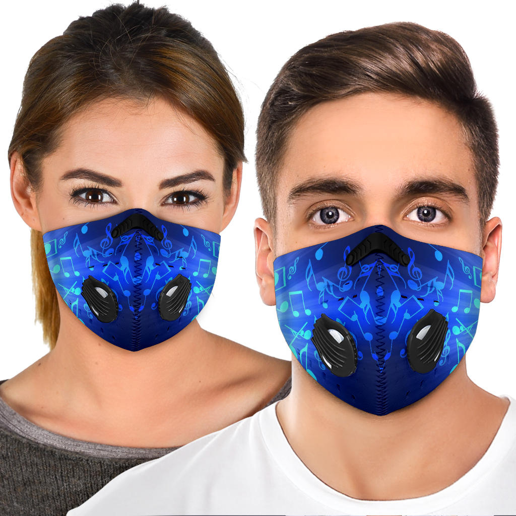 Musical Notes Blue Premium Face Mask