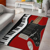 Piano Keys And Red Electric Guitar Area Rug