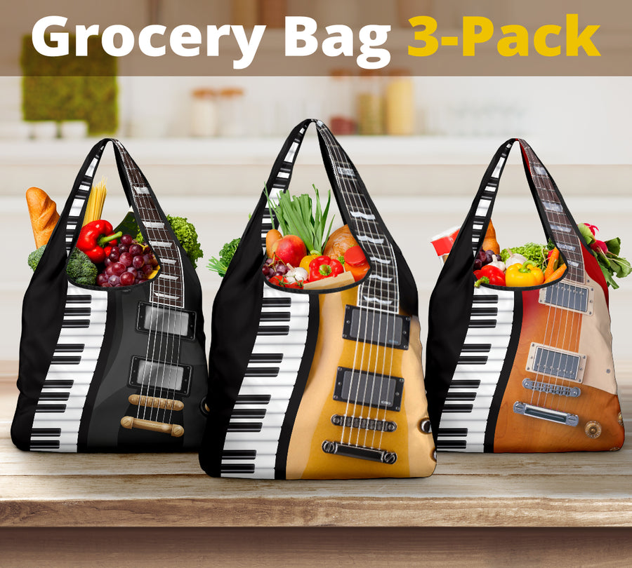 Awesome Electric Guitar Grocery Bag 3-Pack