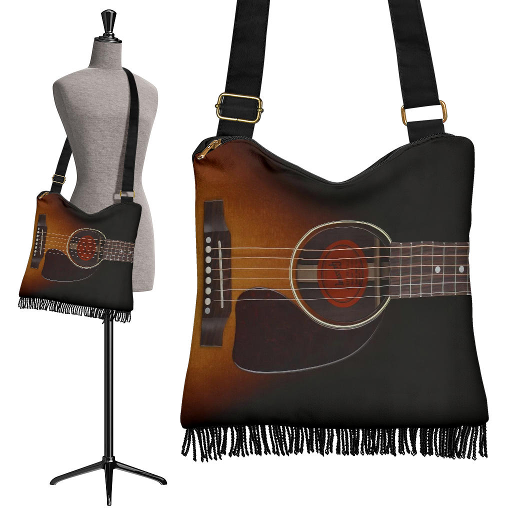 Black Guitar Boho Handbag