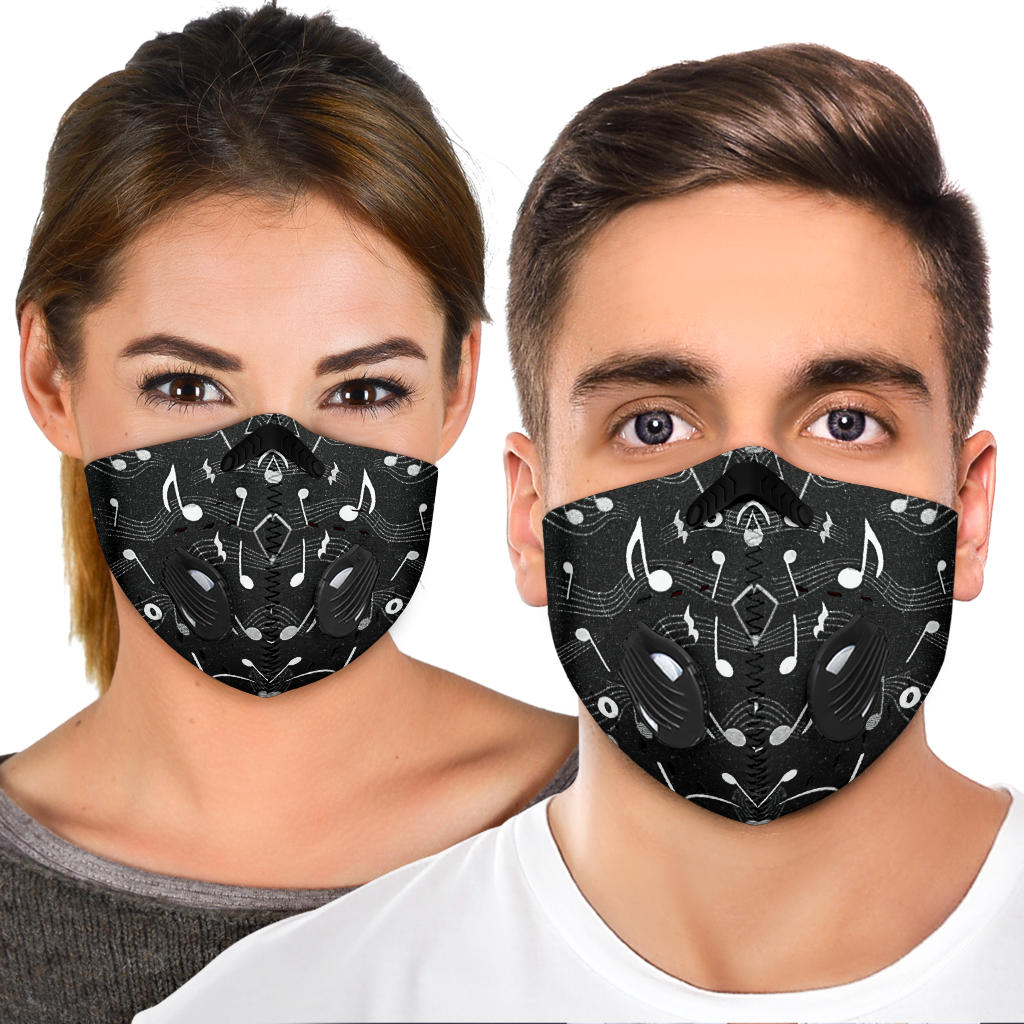 Music Notes Black Premium Face Mask