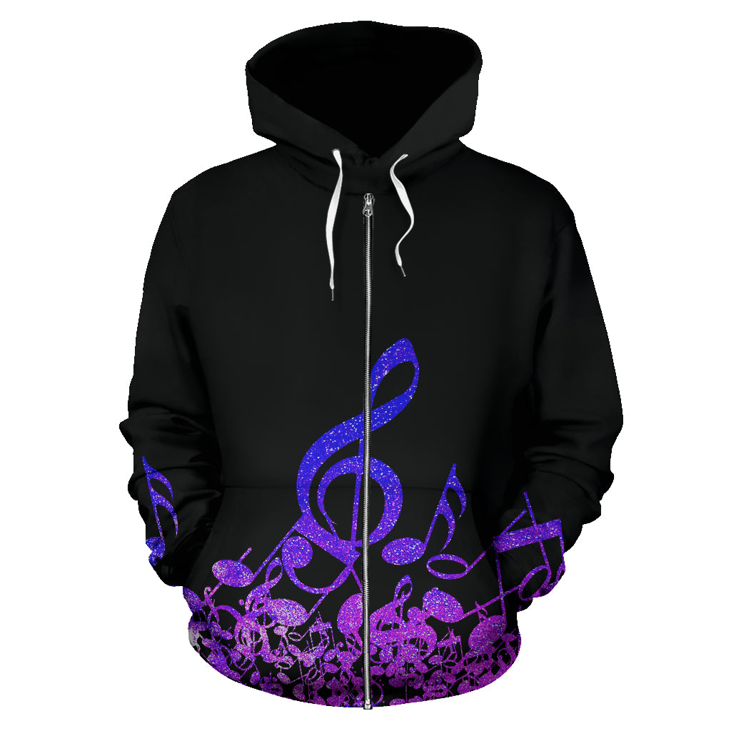 Music Notes Galaxy Zip-Up Hoodie