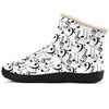 Music Notes Pattern White Cozy Winter Boots
