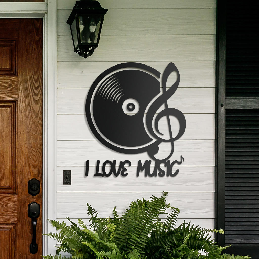 I Love Music Metal Sign