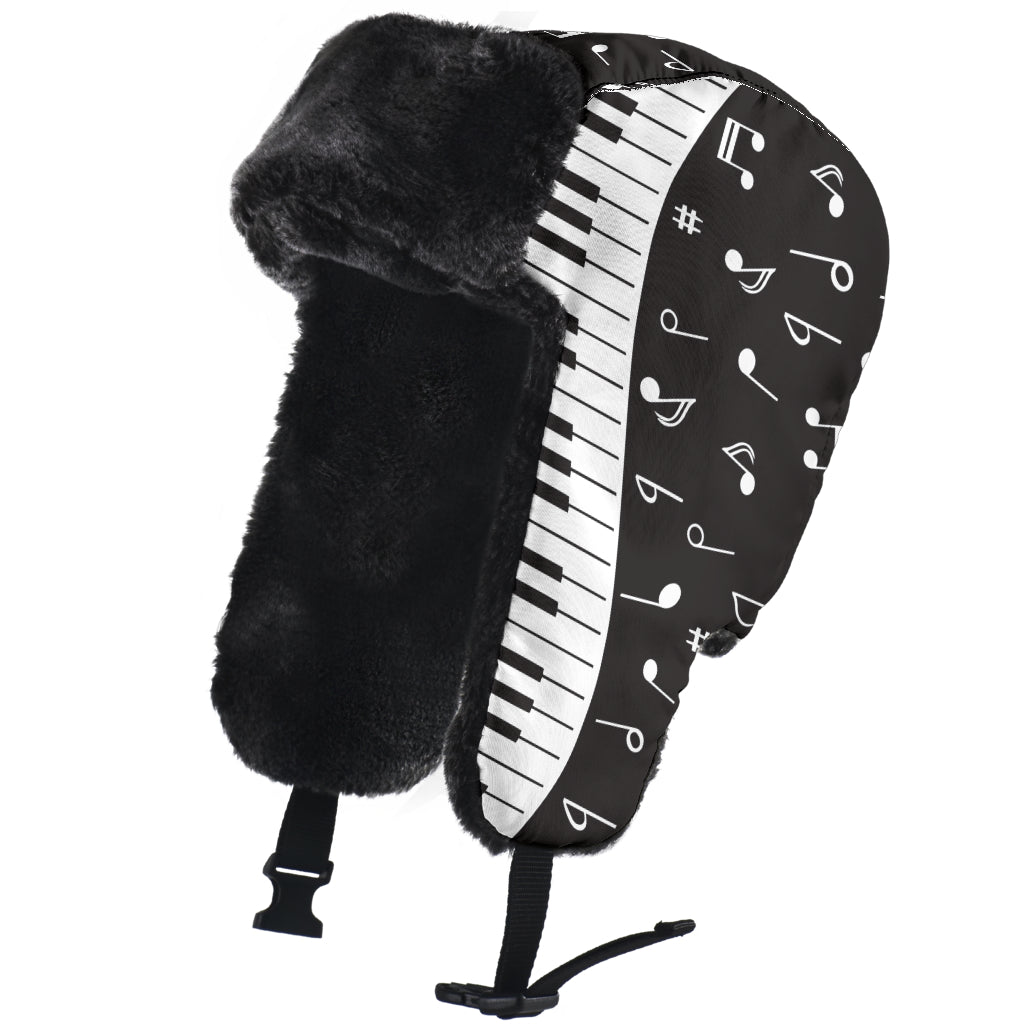 Piano Keys And Music Notes Trapper Hat