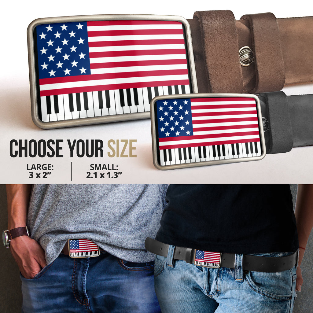 Stunning American Flag Piano Key Belt Buckle