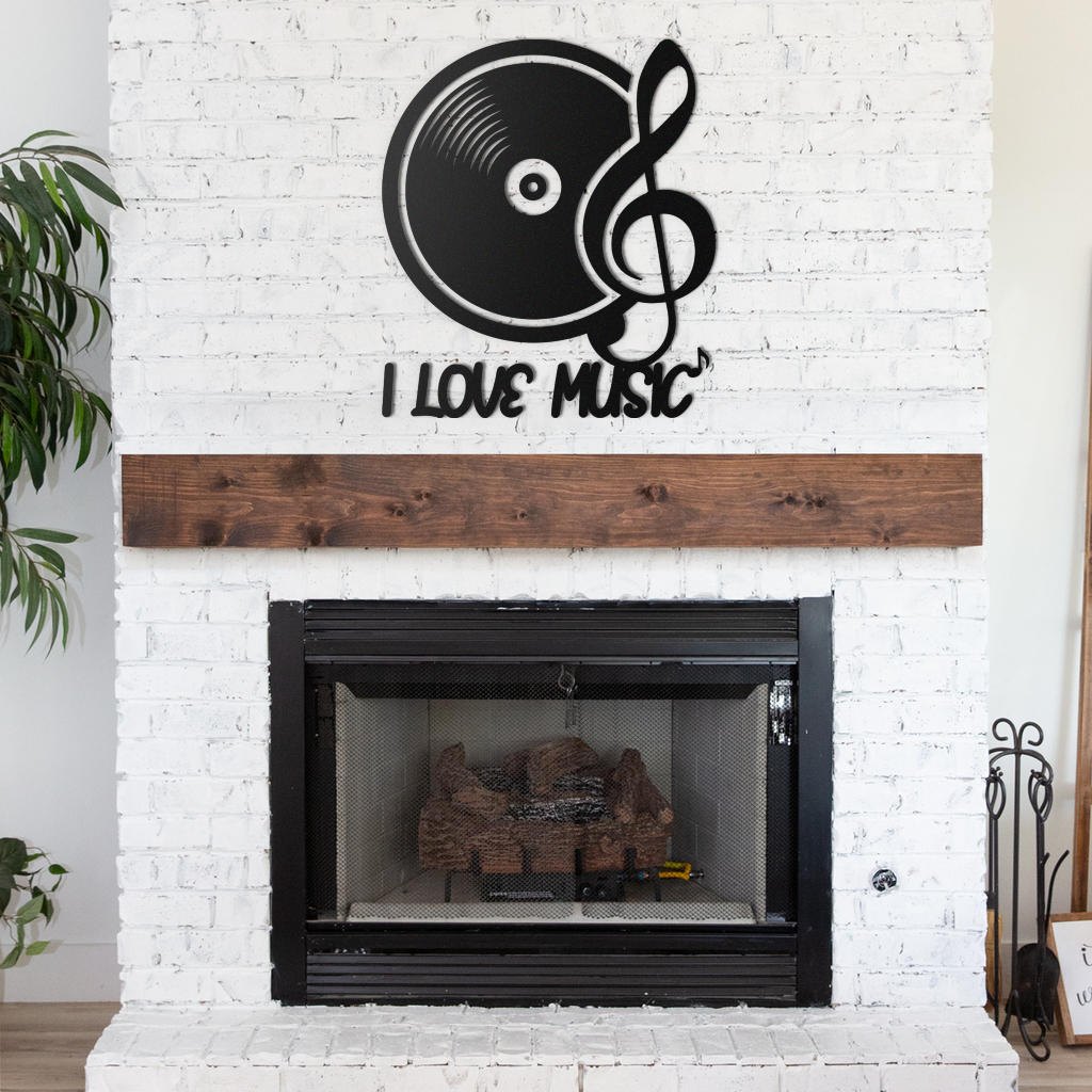 I Love Music Metal Sign