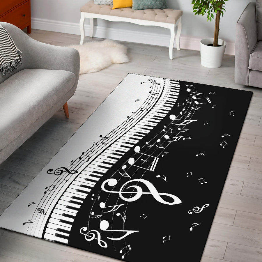 Piano And Music Notes Area Rug