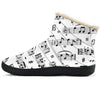 Music Notes Sheet White Cozy Winter Boots