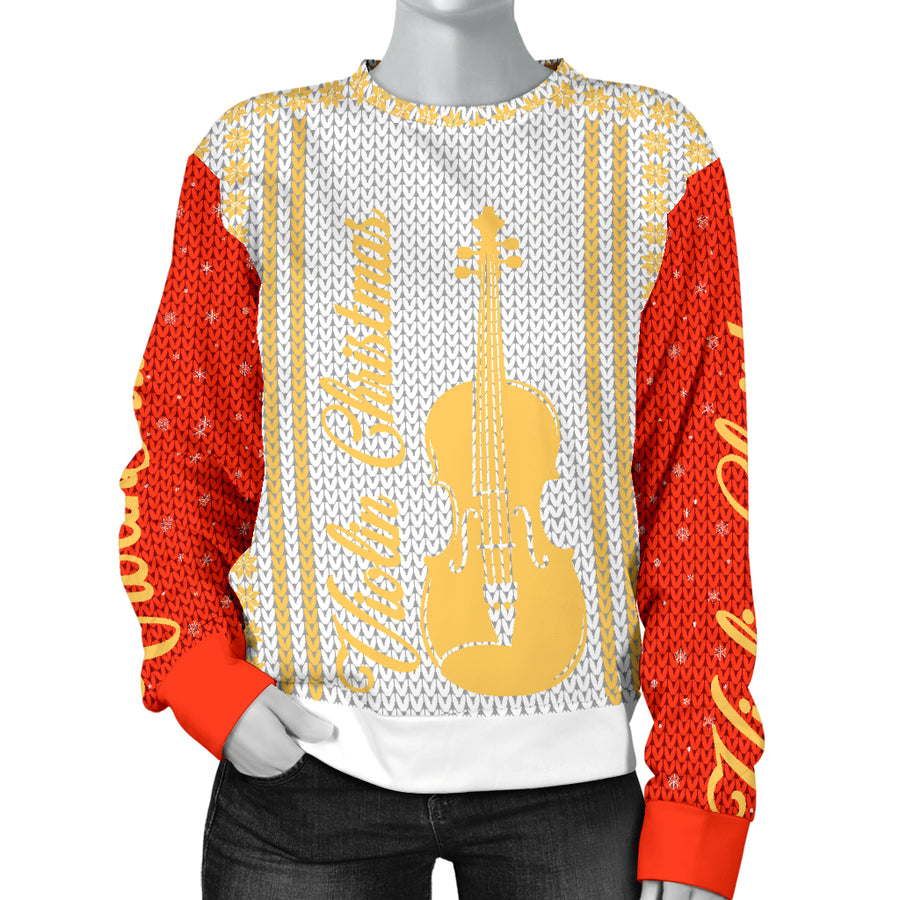 Stunning Violin Christmas Women's Sweater