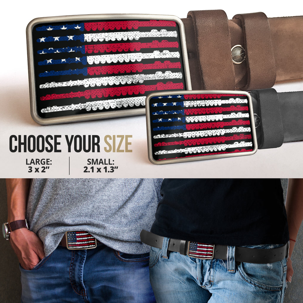 Stunning American Flag Flute Belt Buckle