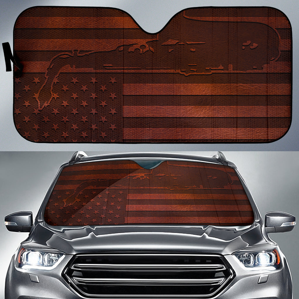 Saxophone American Flag Auto Sun Shade