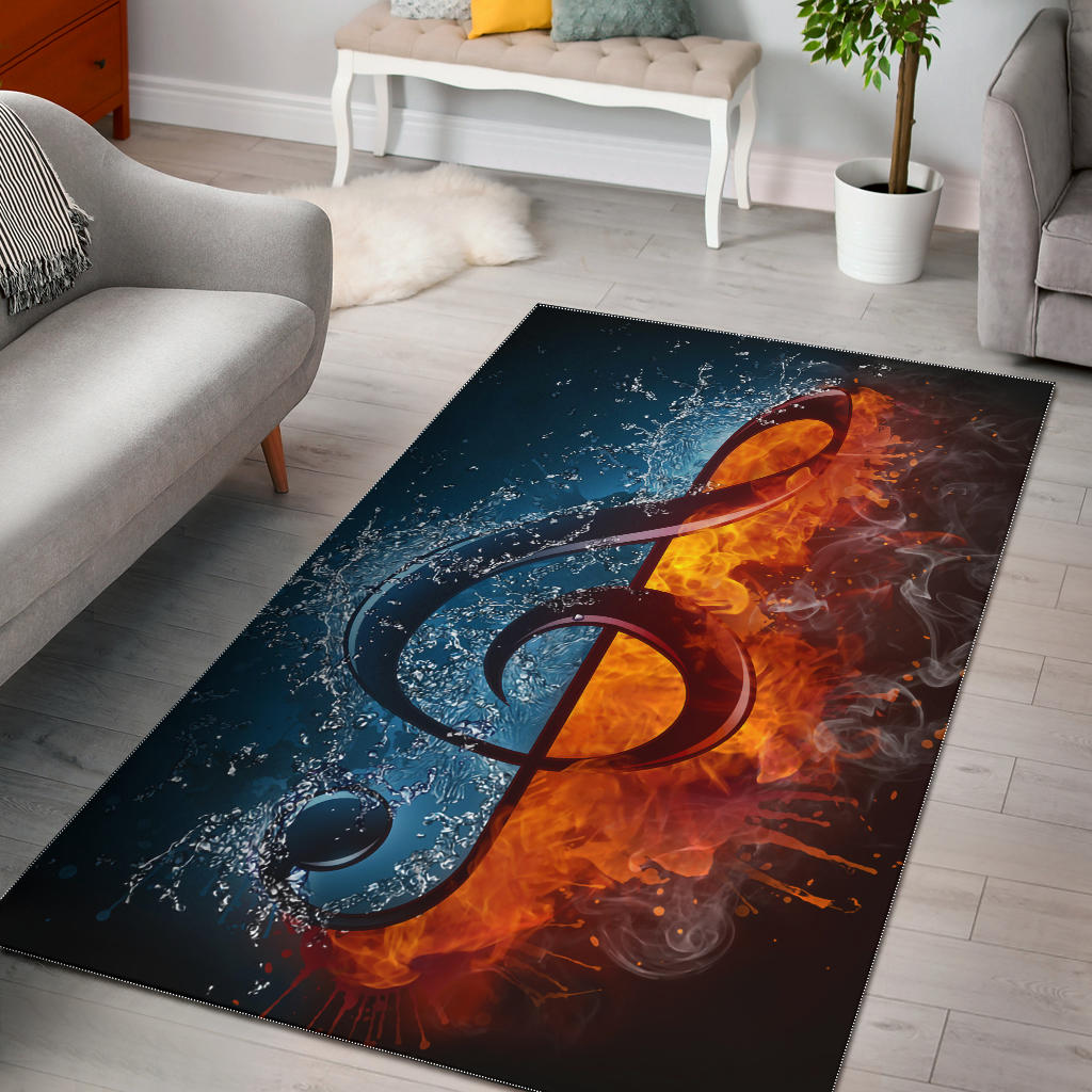 Treble Clef Ice And Fire Area Rug