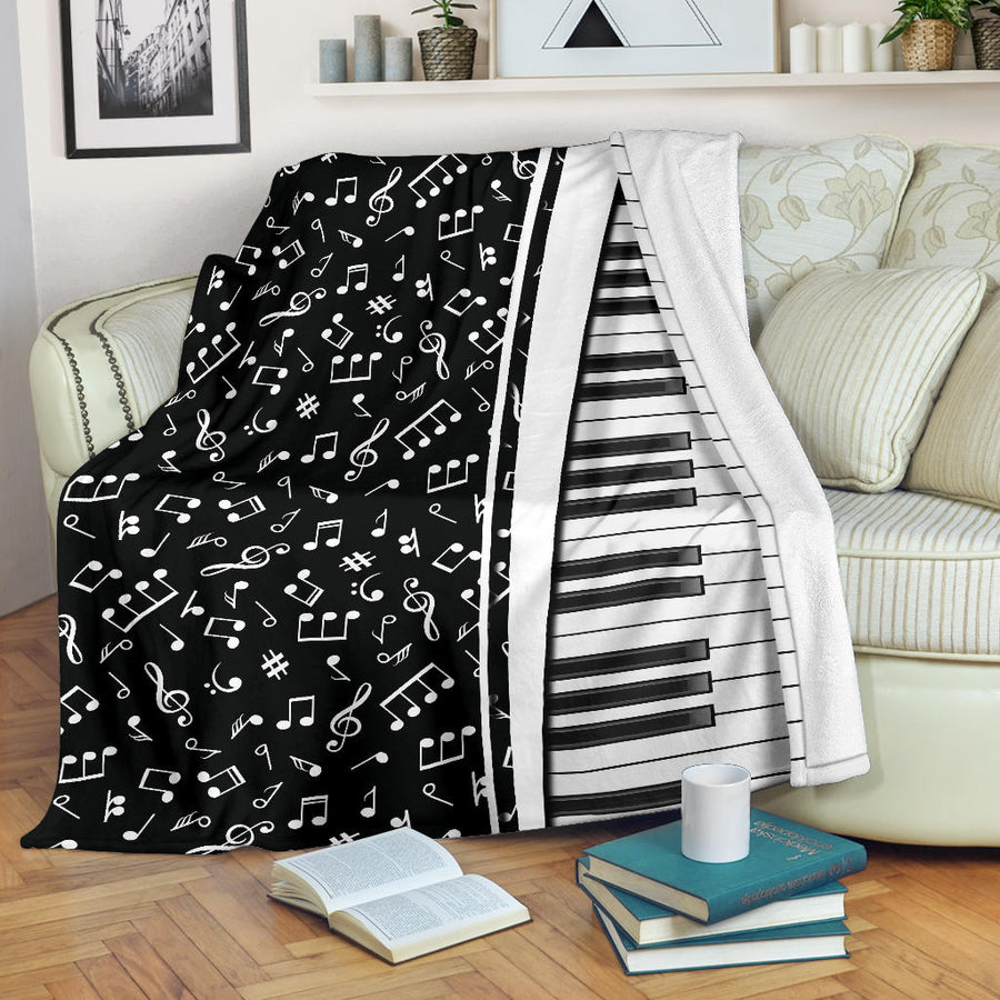 Piano Keys Musical Black Blanket