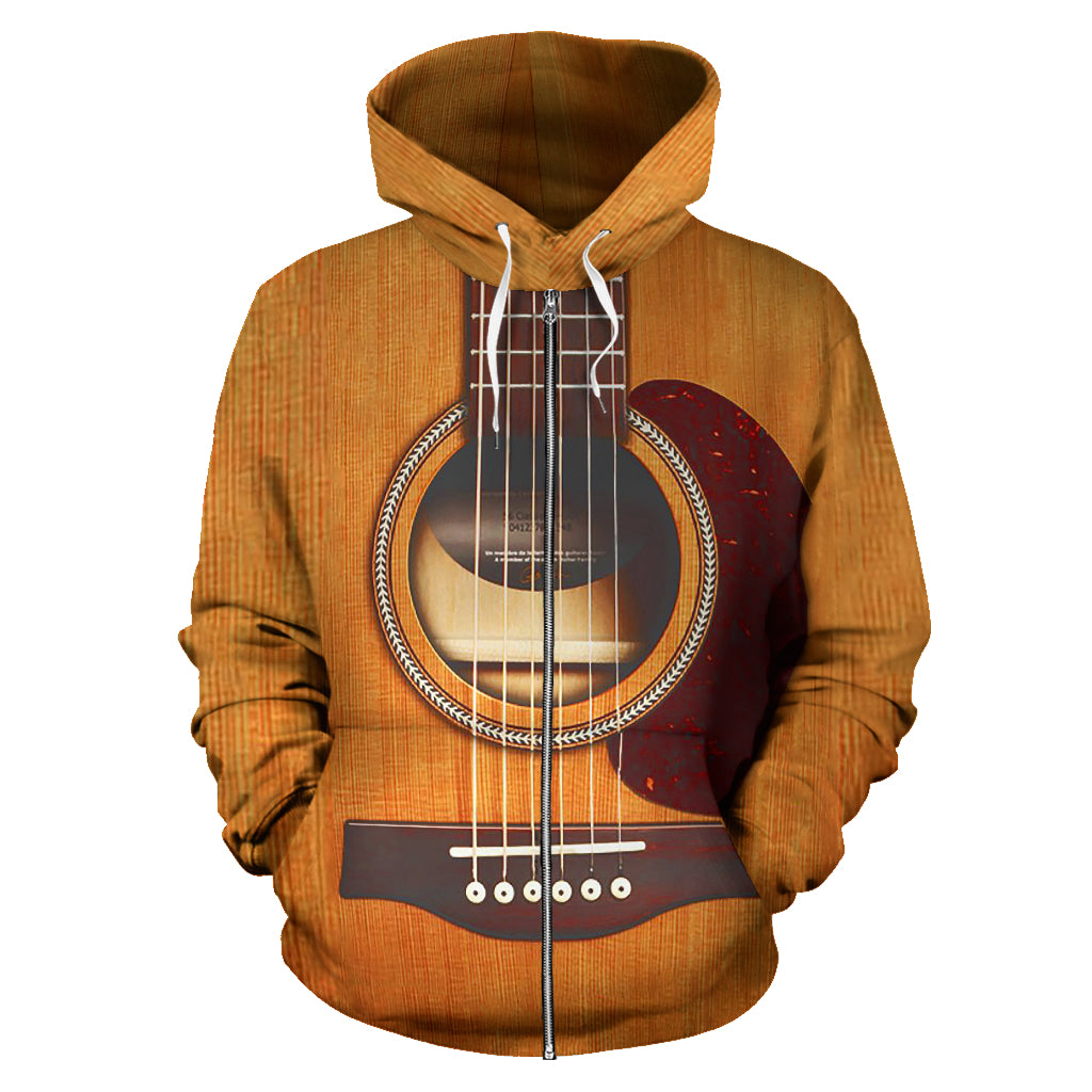 Wooden Guitar Zip-Up Hoodie