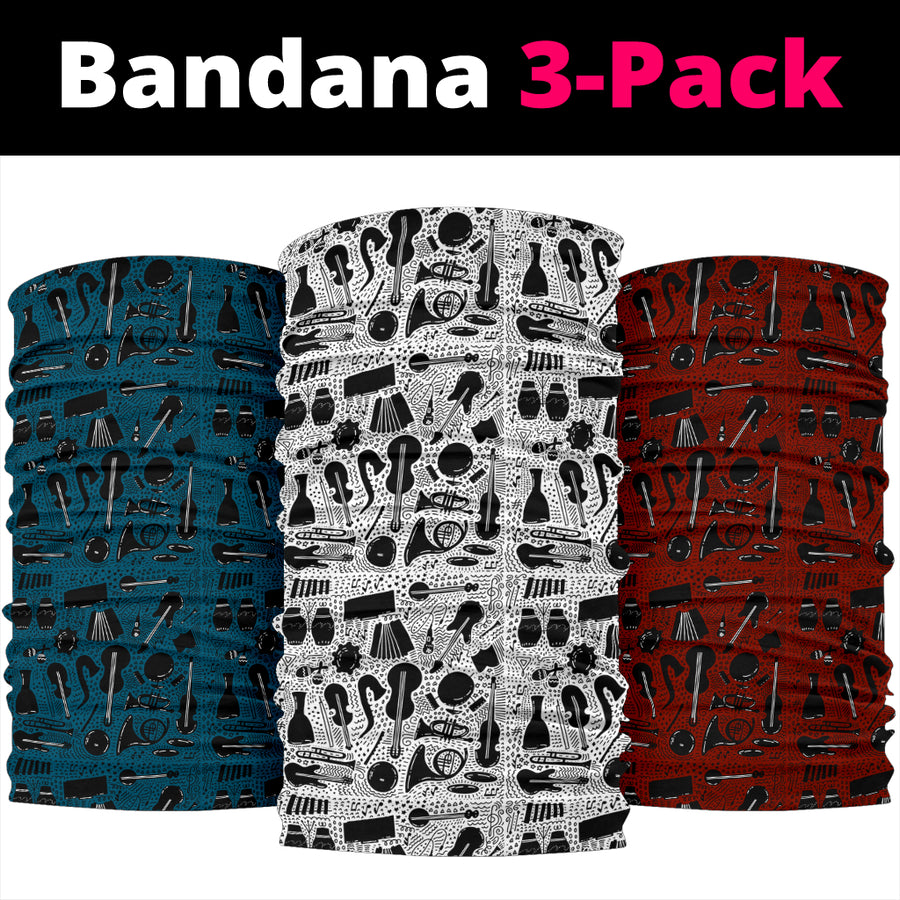 Musical Instruments Art Bandana 3-Pack