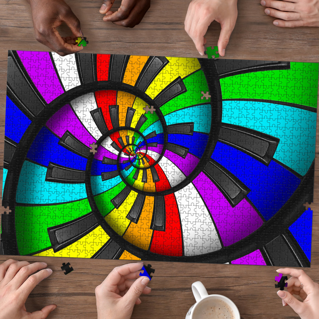 Piano Rainbow Keys Wood Jigsaw Puzzle