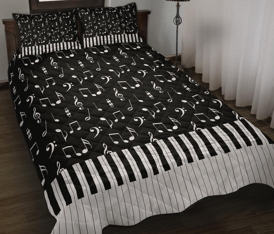 Music Notes And Piano Art Quilt Bed Set