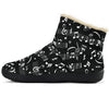 Musical Notes White Cozy Black Boots