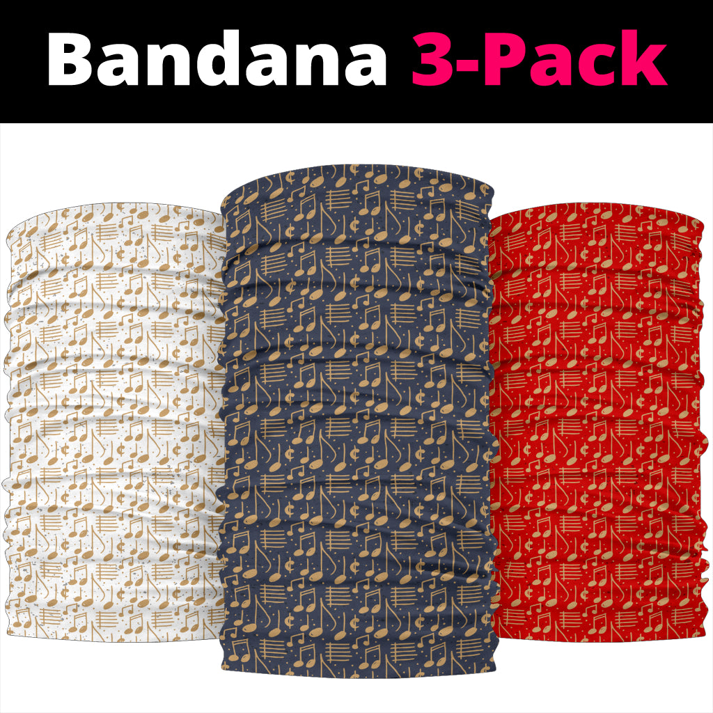 Vintage Music Notes Bandana 3-Pack