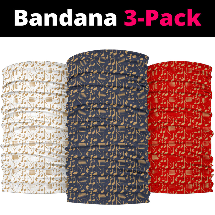 Vintage Music Notes Bandana 3-Pack