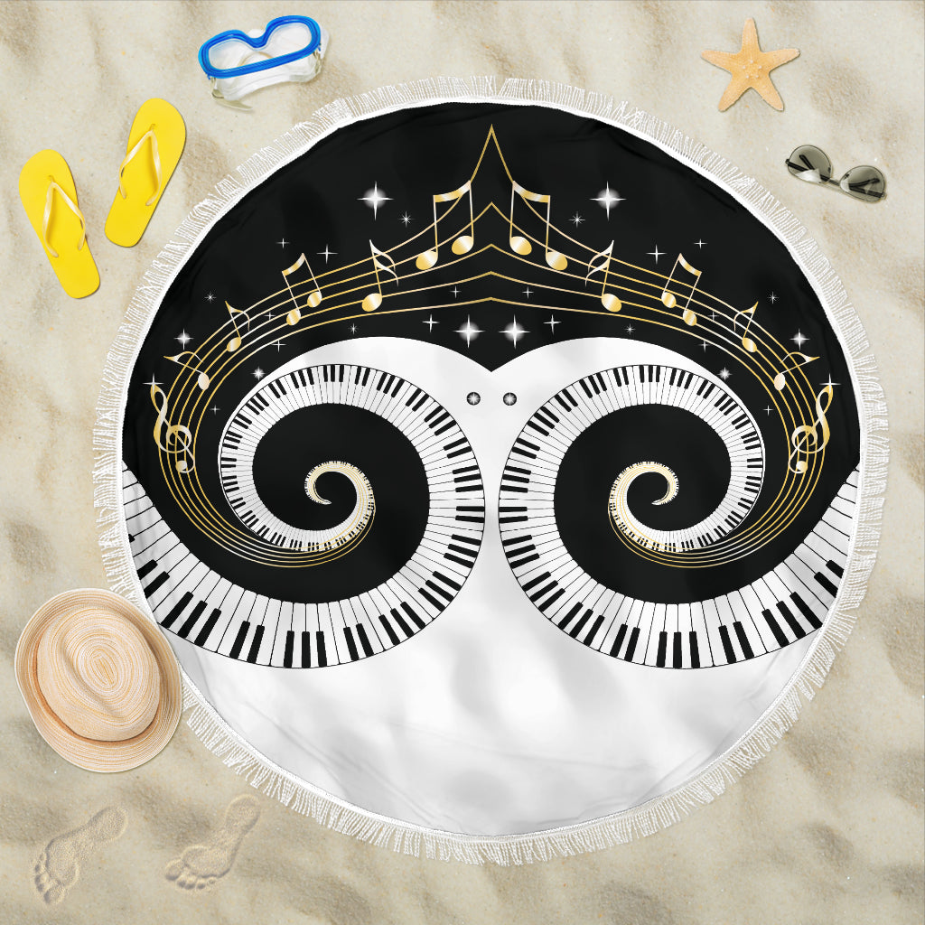 Piano Keys Art Musical Notes Beach Blanket