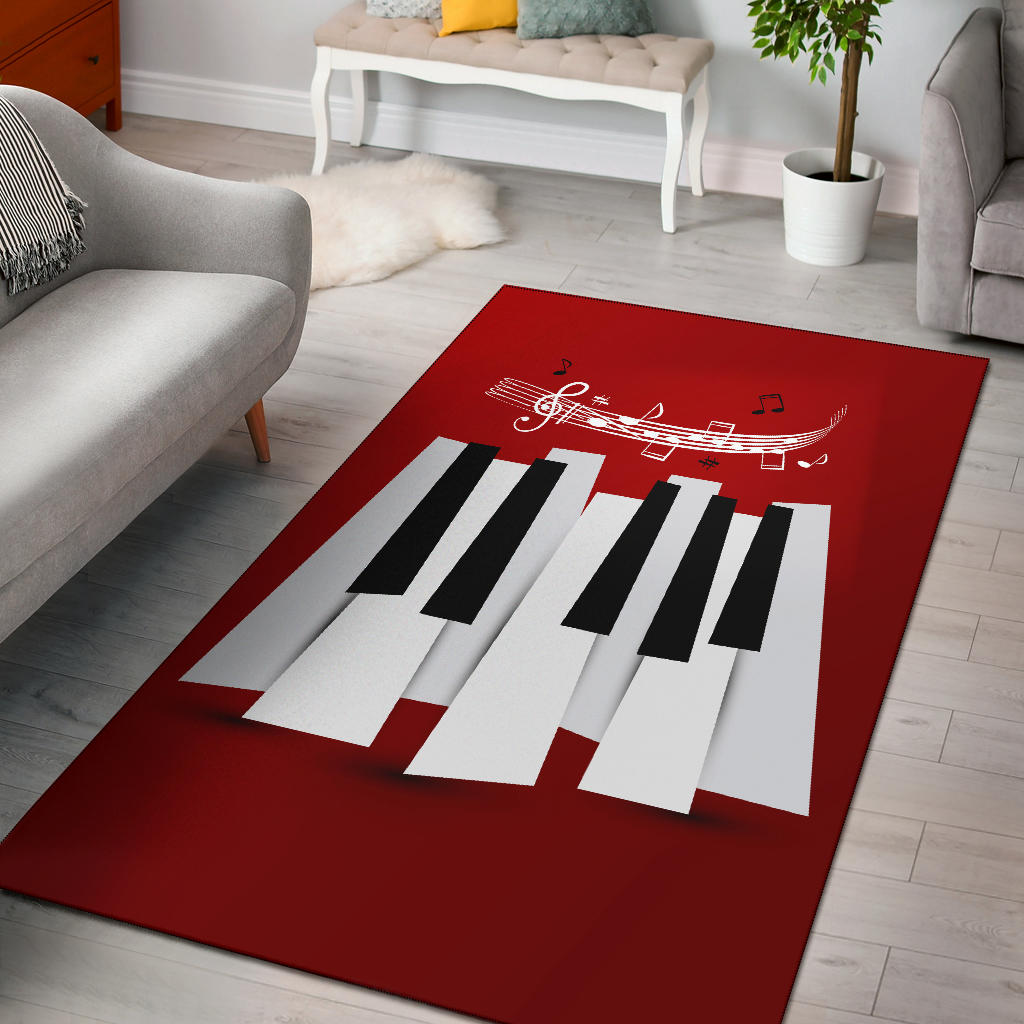 Piano Key And Musical Notes Area Rug