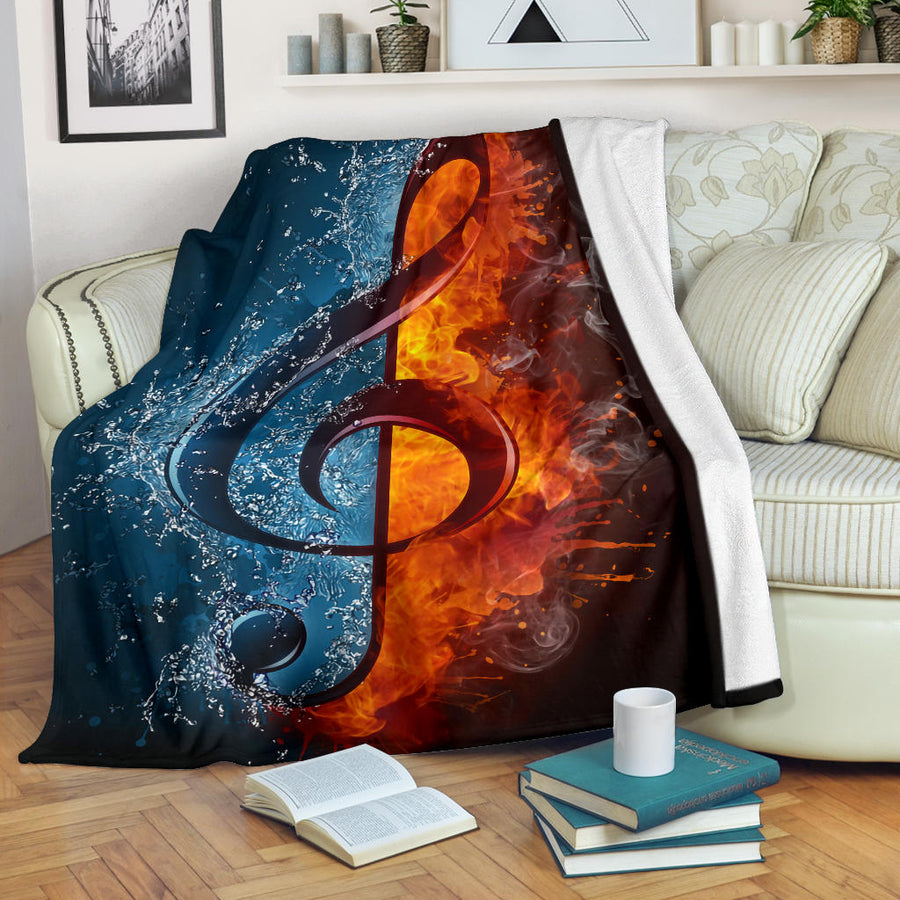 Treble Clef Ice And Fire Premium Blanket