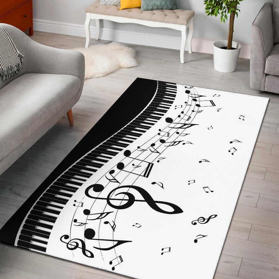 Music Notes And Piano Keys Area Rug