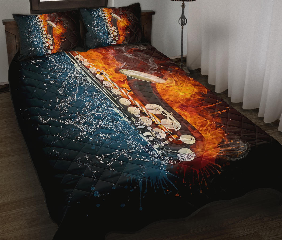 Ice Fire Saxophone Quilt Bed Set