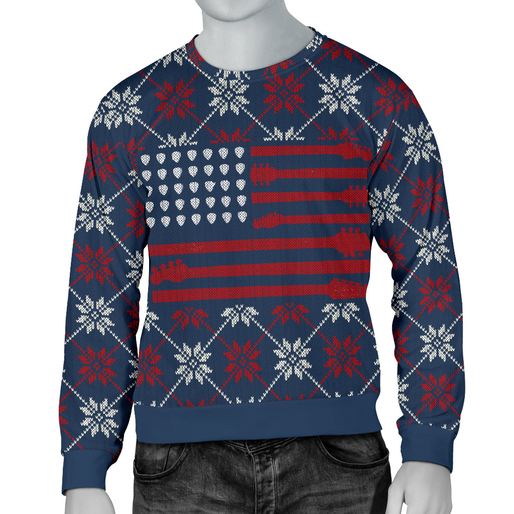 American Flag Guitar Men's Sweater - { shop_name }} - Review