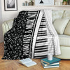 Piano Keys & Music Notes Black Blanket