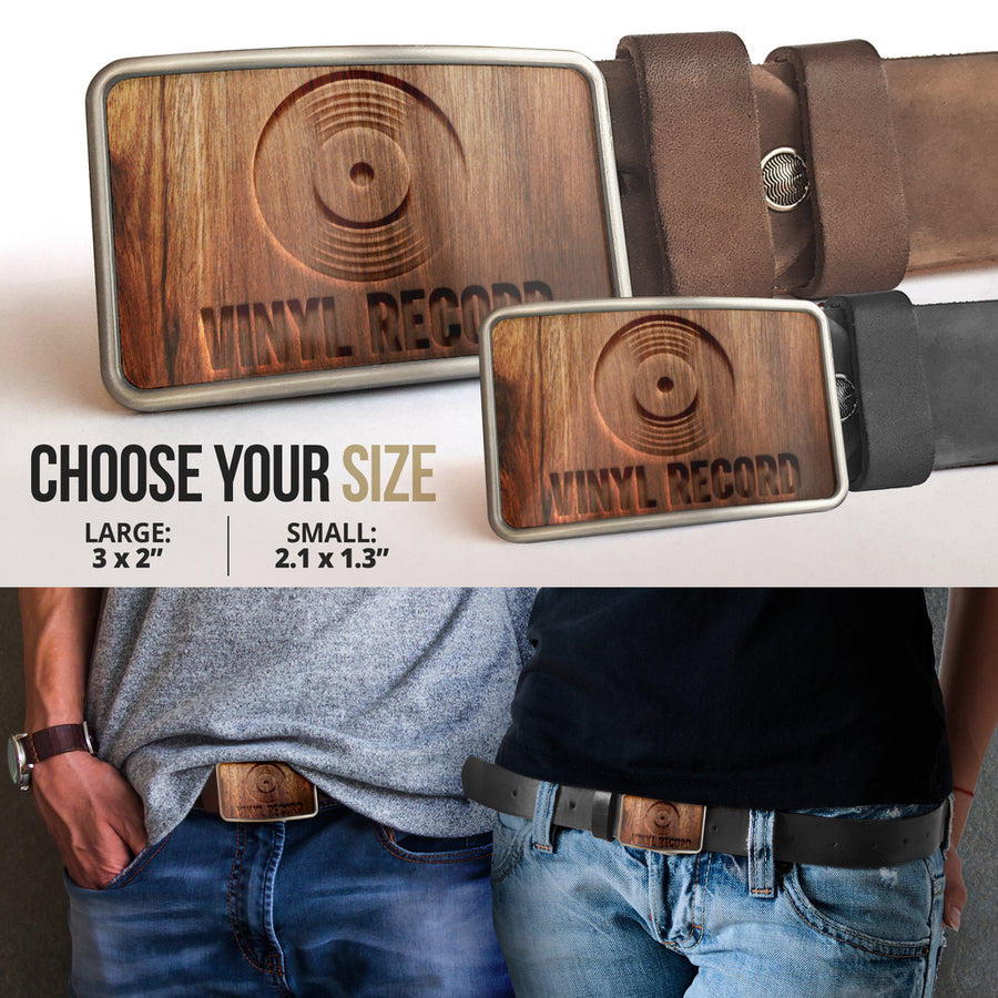 Wood Vinyl Record Belt Buckle