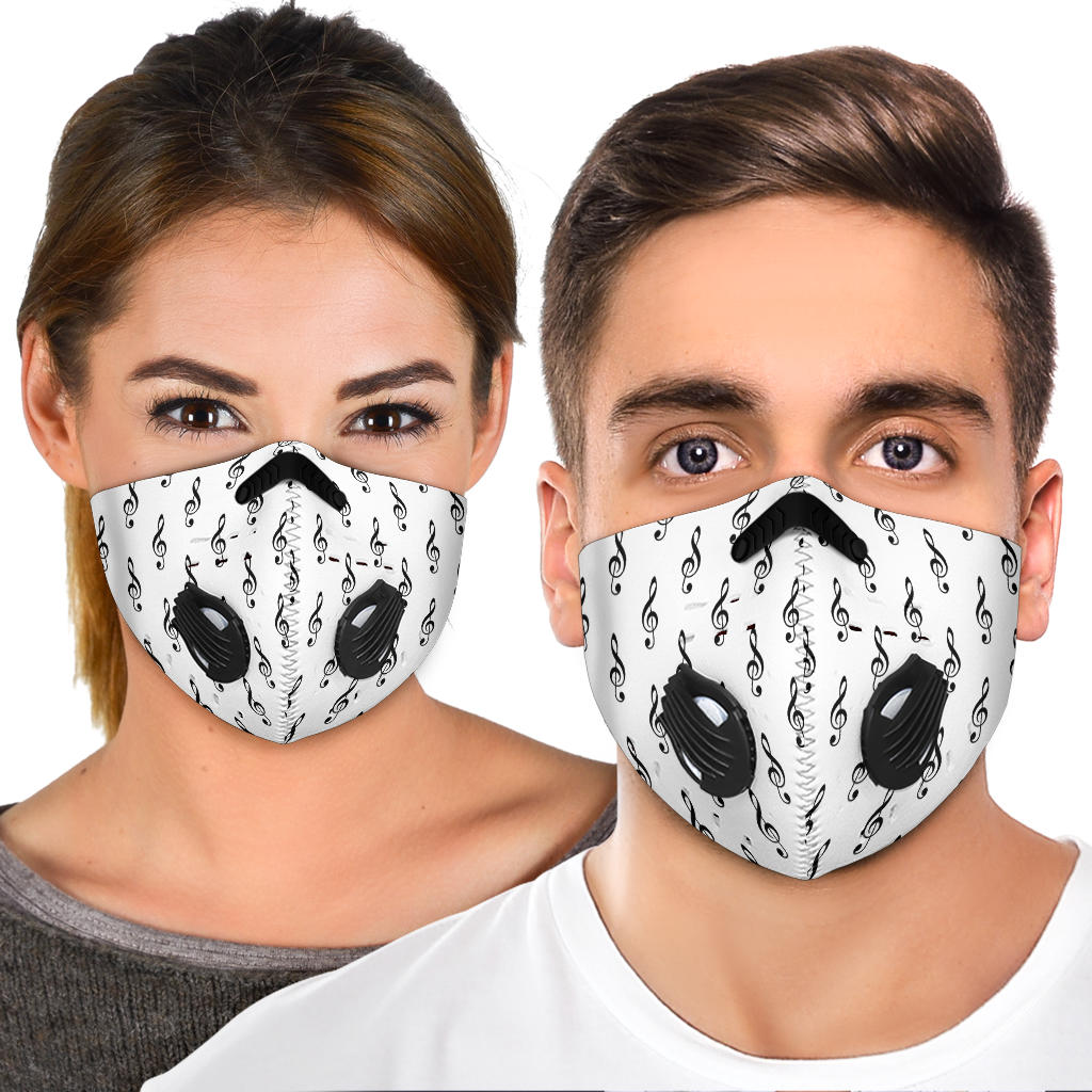 Music Notes White Premium Face Mask