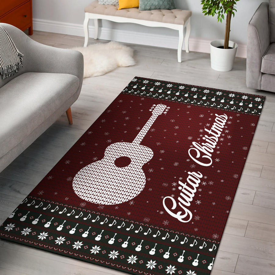 Guitar Christmas Area Rug