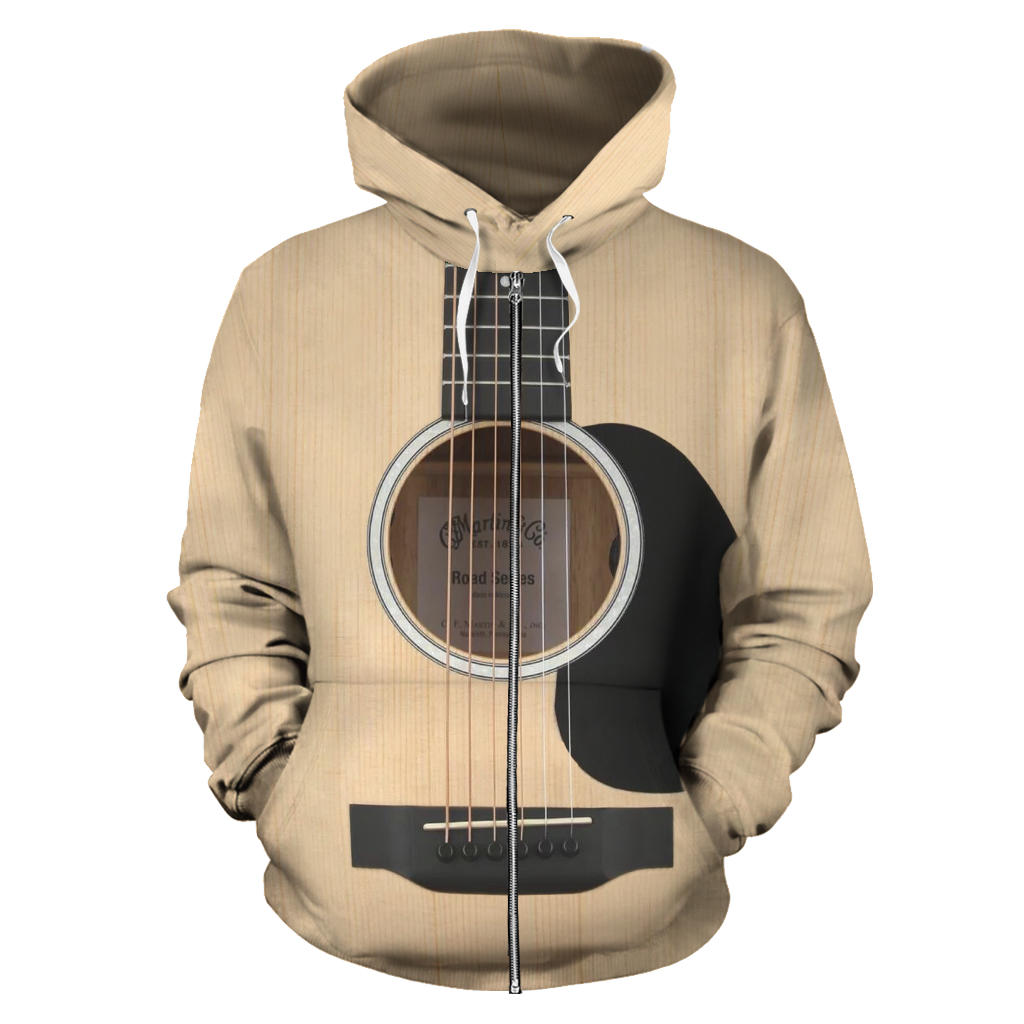 Wood Guitar Zip-Up Hoodie